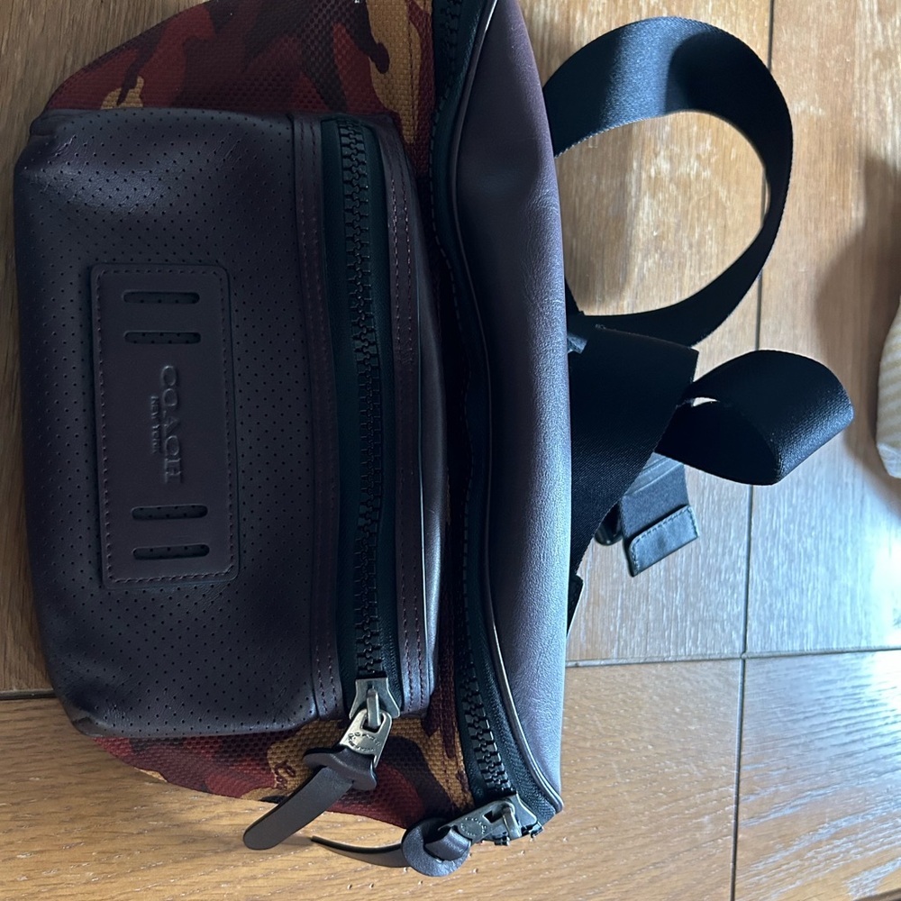 Coach Brown and Black Belt Bag Sleek Leather Design